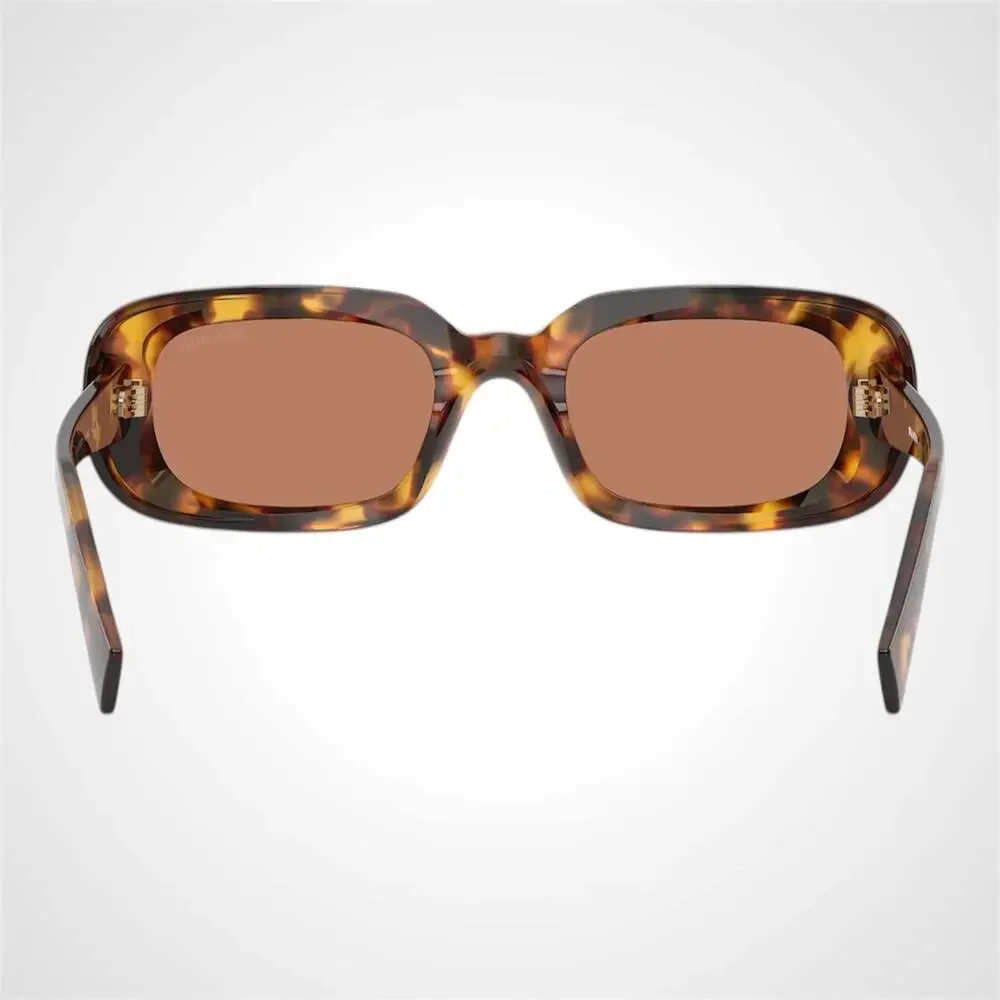 New MIU MIU Sunglasses Honey Havana Tortoise Brown Rectangle Reverie Womens